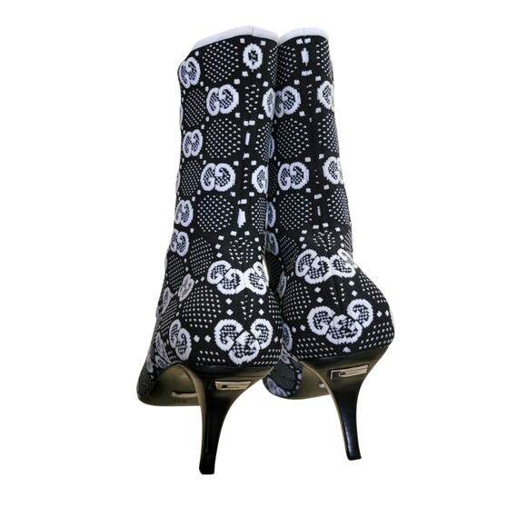 Gucci GG Monogram Technical Jersey Square Toe Ankle Boots Black White 39.5 9.5 - Picture 9 of 12